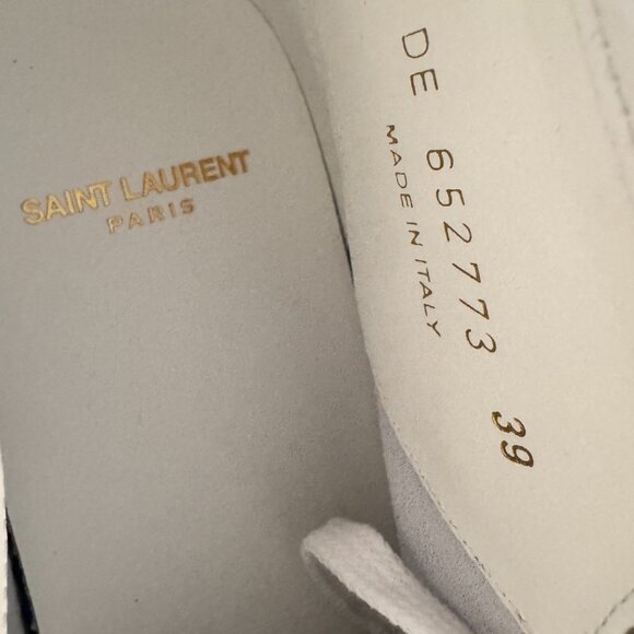 Saint Laurent SL/39 Mid Top Sneakers White Blue Women’s EU 38/US 8 New in Box - Picture 5 of 6